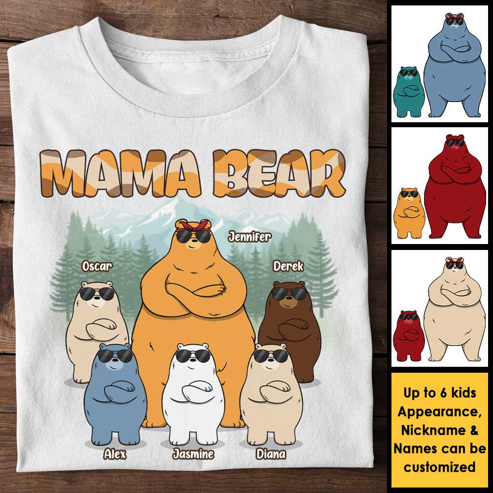 Mama & Kids Bears Family - Personalized Unisex T-shirt, Hoodie - Gift For Mom, Grandma