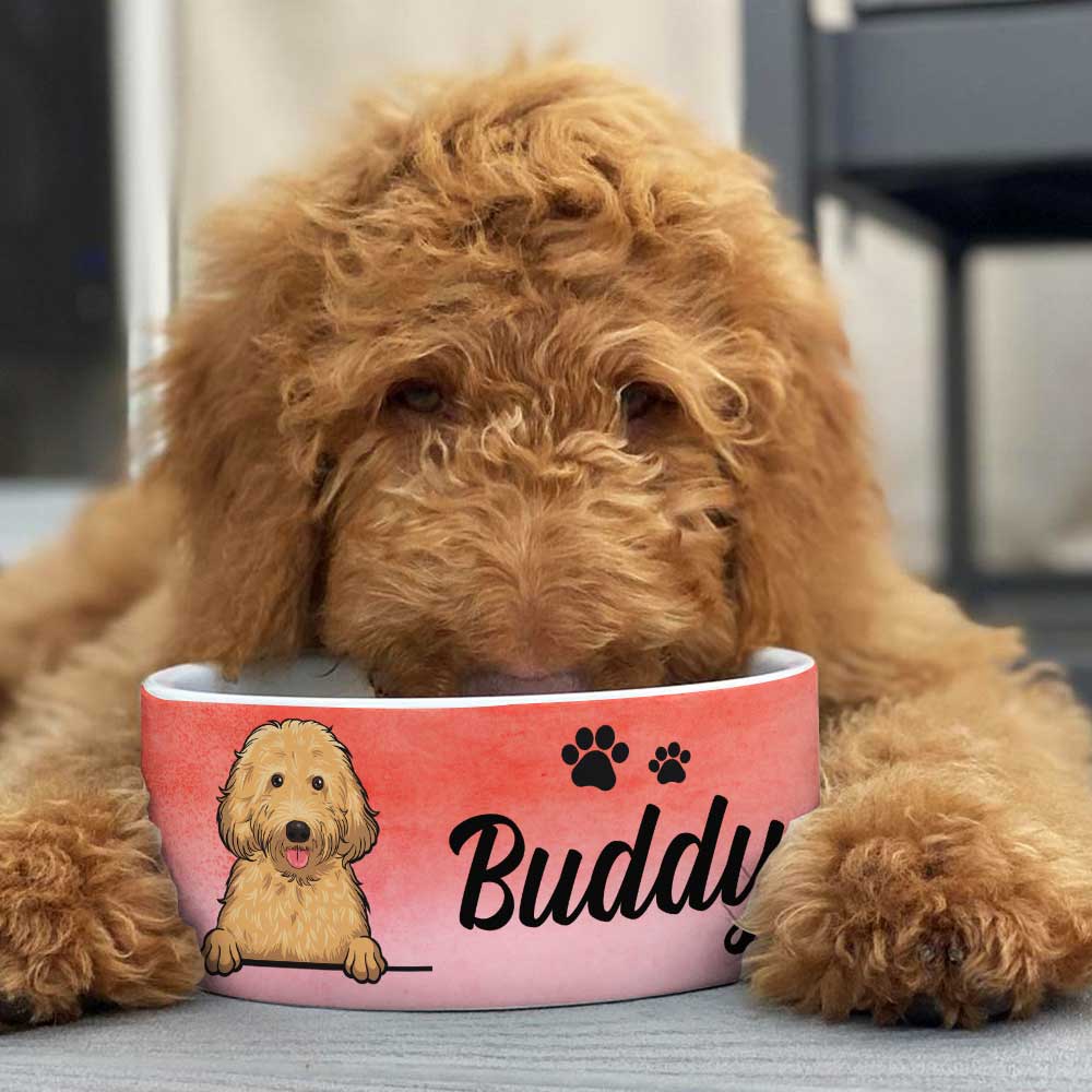 Pink Coral, Gift For Dog Lovers - Personalized Custom Dog Bowls.