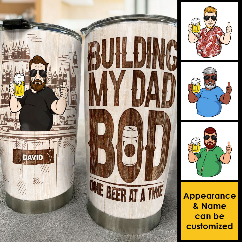 Construire mon corps de père, une bière à la fois - Cadeau pour papa, grand-père - Verre personnalisé