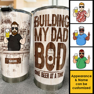 Construire mon corps de père, une bière à la fois - Cadeau pour papa, grand-père - Verre personnalisé