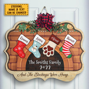Bas de Noël à suspendre - Plaque de porte personnalisée
