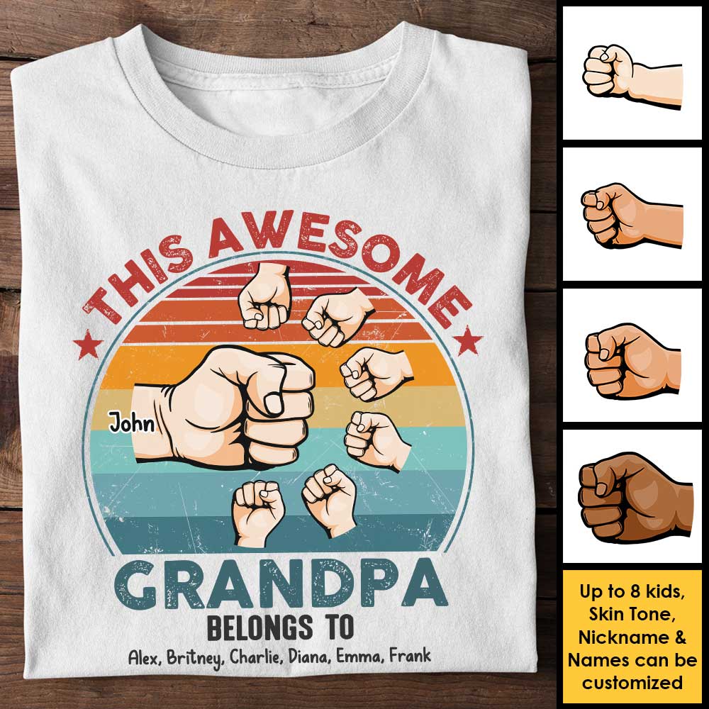 Ce grand-père génial appartient à ces enfants - Cadeau pour papa, grand-père - T-shirt unisexe personnalisé, sweat à capuche