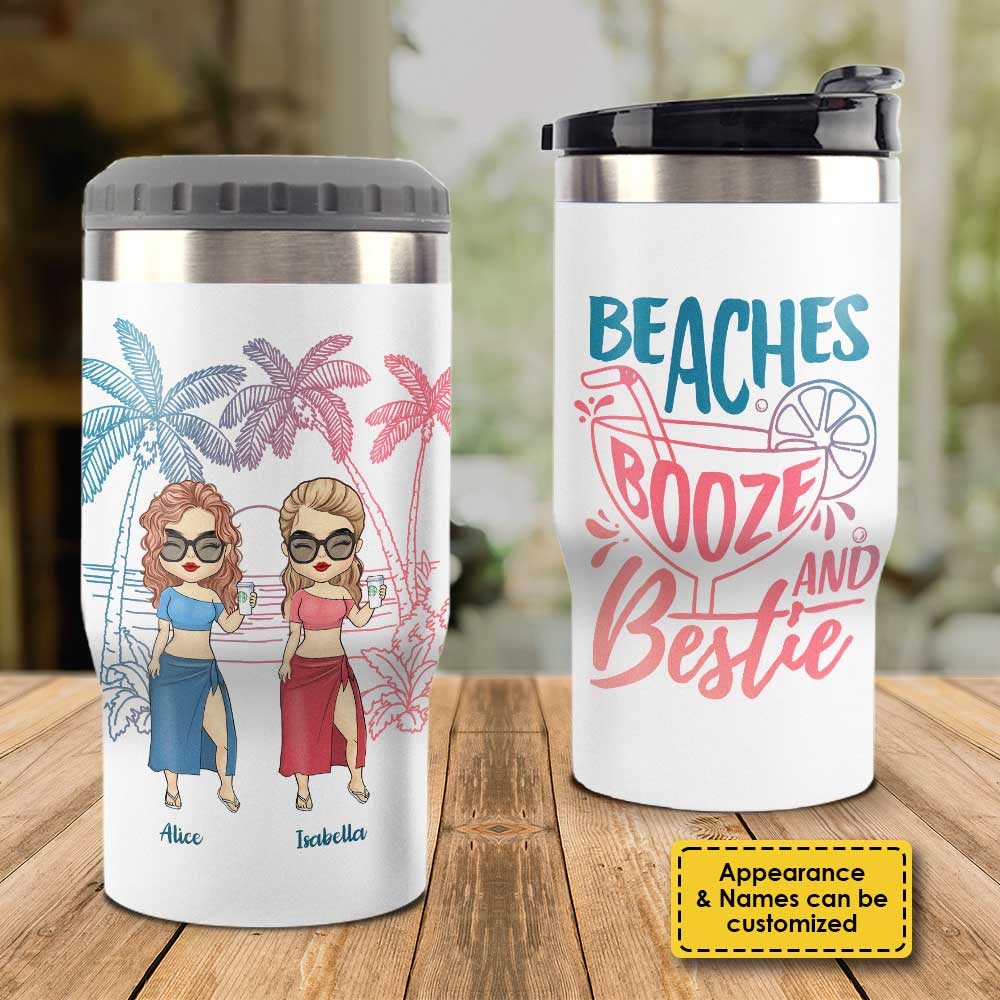 Plages, boissons et amis - Glacière personnalisée - Cadeau pour ami