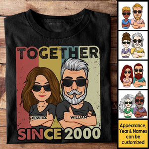 Nous sommes ensemble depuis des années - T-shirt unisexe personnalisé, sweat à capuche, sweat-shirt - Cadeau pour couple, mari et femme, anniversaire, fiançailles, mariage, cadeau de mariage