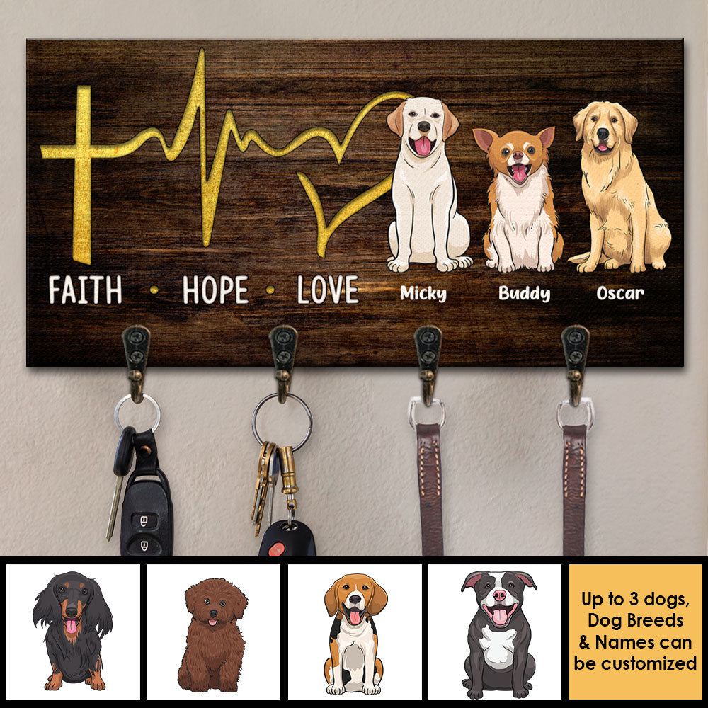 Porte-clés personnalisé Faith Hope Love - Cadeau pour les amoureux des animaux