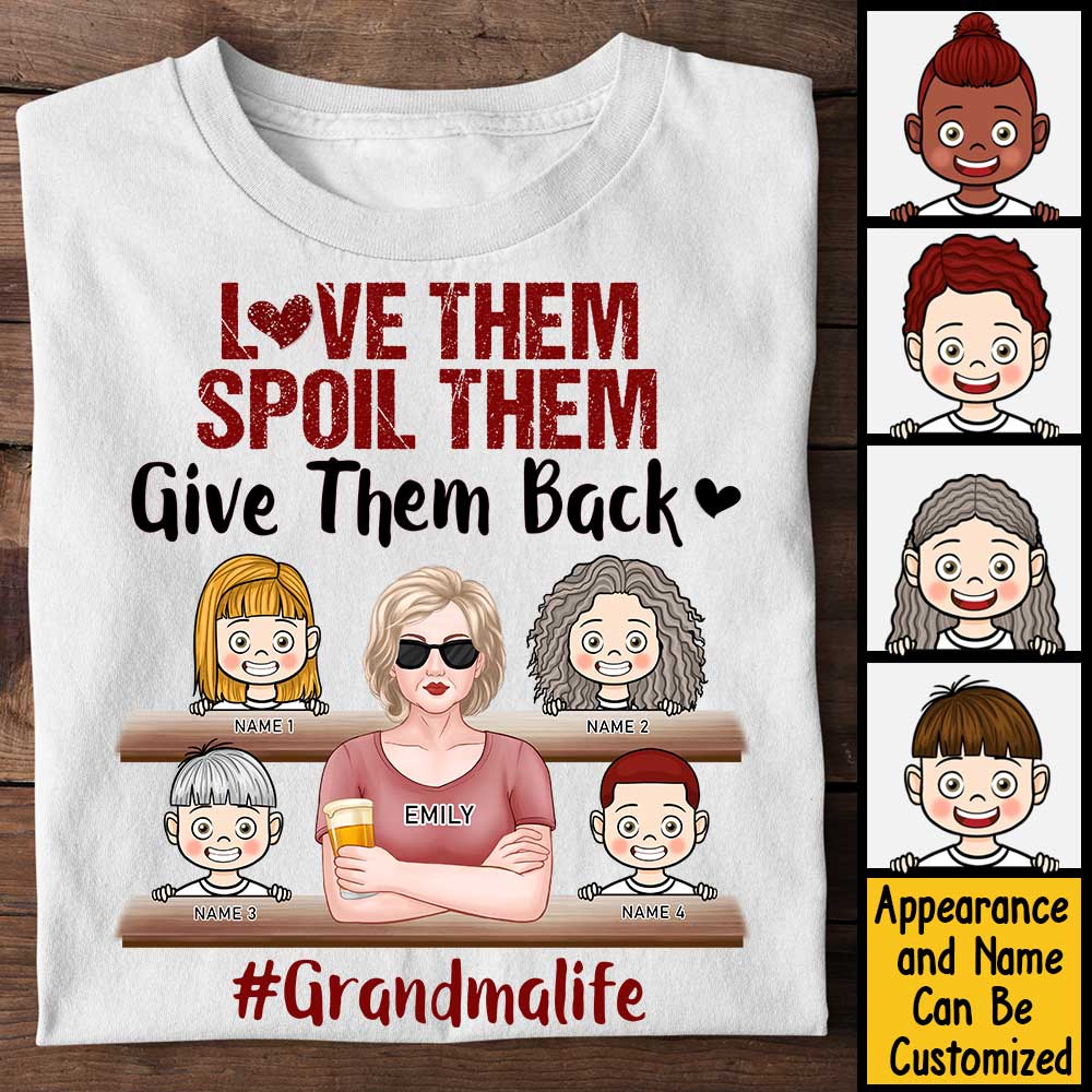 Aimez-les, gâtez-les, rendez-leur la pareille ! Cadeau pour grand-mère, t-shirt unisexe personnalisé, sweat à capuche