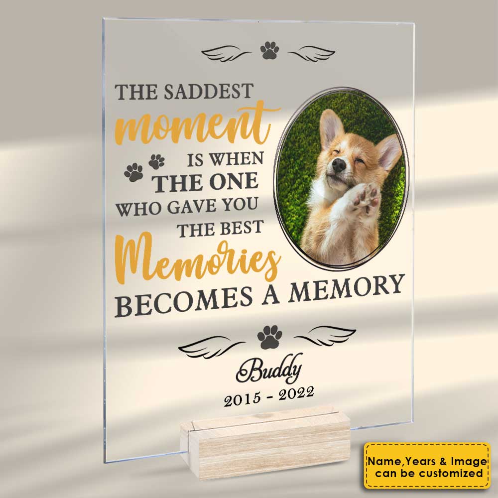 Tu m'as laissé de merveilleux souvenirs - Plaque acrylique personnalisée - Télécharger une image, un cadeau commémoratif ou un cadeau de condoléances