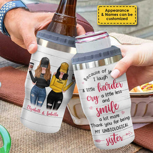 Thanks For Being My Unbiological Sister - Personalized Can Cooler - Gift For Bestie