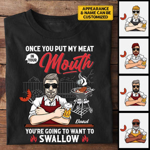 Une fois que vous avez mis la viande dans votre bouche - T-shirt unisexe personnalisé, sweat à capuche - Cadeau pour papa, grand-père