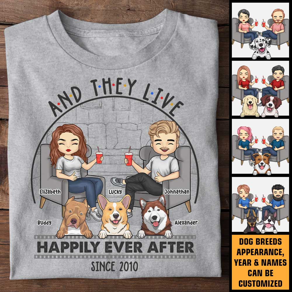 Ils vécurent heureux pour toujours - T-shirt unisexe personnalisé, sweat à capuche, sweat-shirt - Cadeau pour couple, mari et femme, anniversaire, fiançailles, mariage, cadeau de mariage