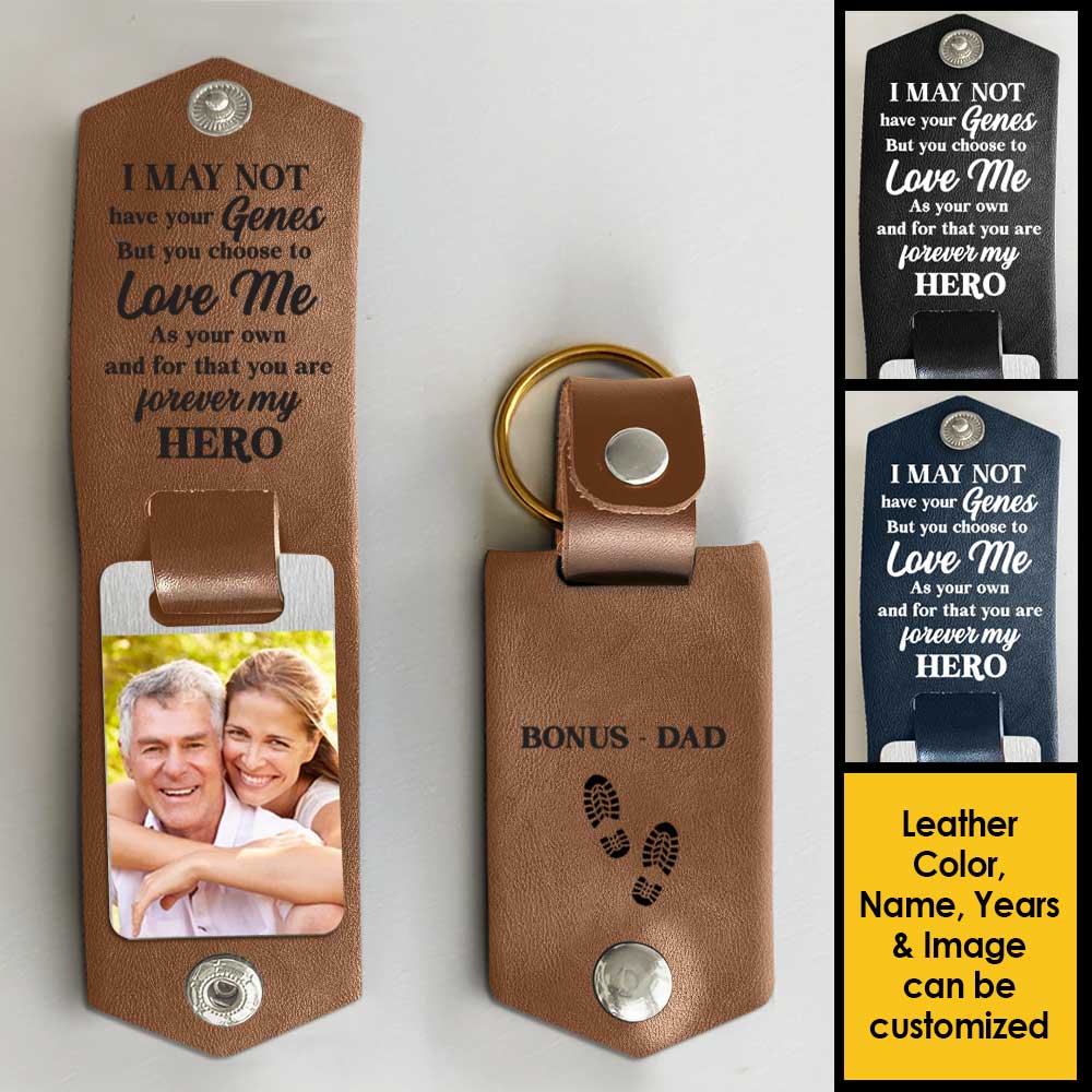 Tu es mon héros pour toujours ! Porte-clés personnalisé en cuir PU. Télécharger une image, cadeau pour papa.