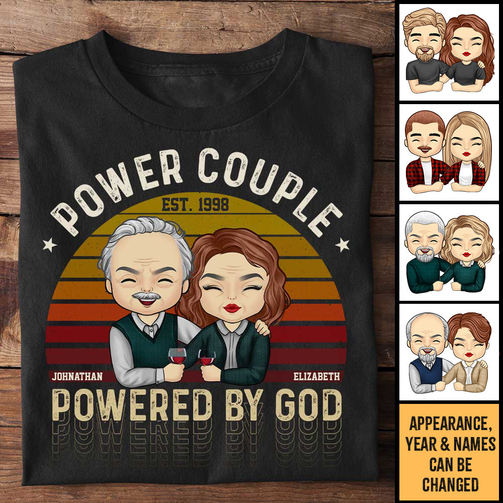 Couple puissant, propulsé par Dieu - T-shirt unisexe personnalisé, sweat à capuche, sweat-shirt - Cadeau pour couple, mari et femme, anniversaire, fiançailles, mariage, cadeau de mariage