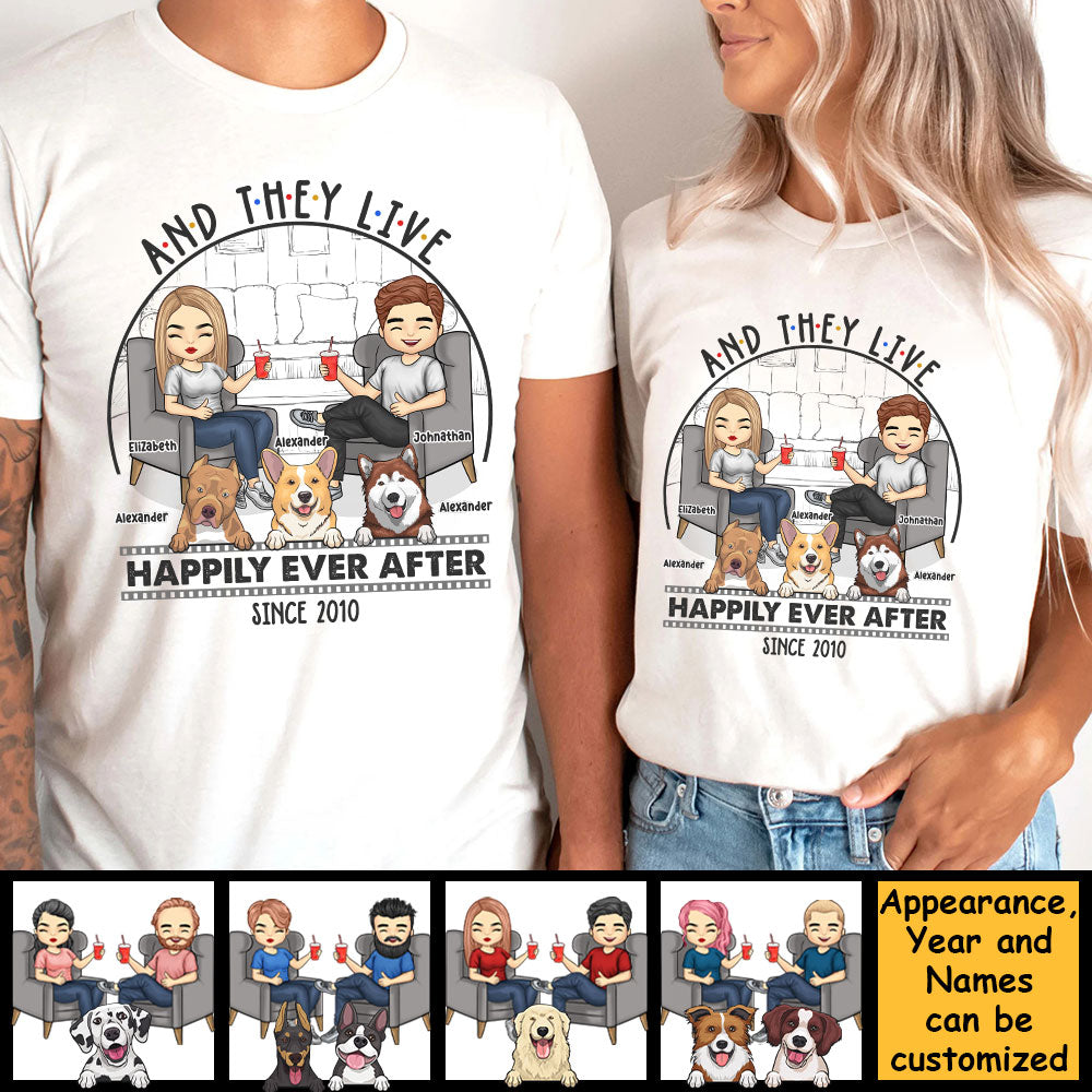 Ils vécurent heureux pour toujours - T-shirt unisexe personnalisé, sweat à capuche, sweat-shirt - Cadeau pour couple, mari et femme, anniversaire, fiançailles, mariage, cadeau de mariage