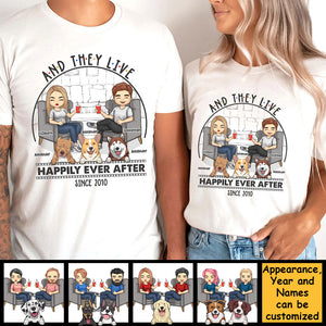 Ils vécurent heureux pour toujours - T-shirt unisexe personnalisé, sweat à capuche, sweat-shirt - Cadeau pour couple, mari et femme, anniversaire, fiançailles, mariage, cadeau de mariage
