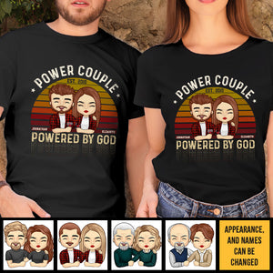 Couple puissant, propulsé par Dieu - T-shirt unisexe personnalisé, sweat à capuche, sweat-shirt - Cadeau pour couple, mari et femme, anniversaire, fiançailles, mariage, cadeau de mariage