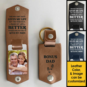 Tu as amélioré ma vie ! Porte-clés personnalisé en cuir PU. Télécharger une image, cadeau pour papa.