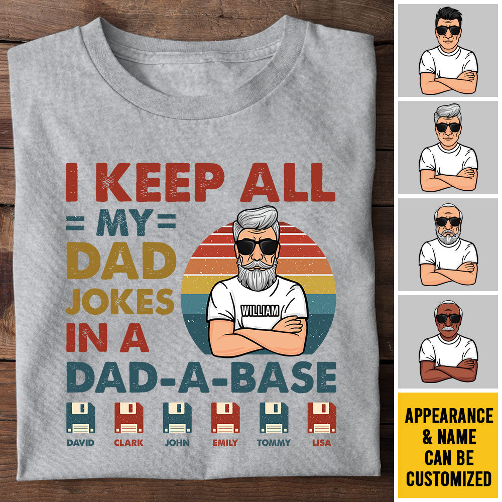 Je garde toutes les blagues de mon père dans un carnet de notes - T-shirt unisexe personnalisé, sweat à capuche - Cadeau pour papa