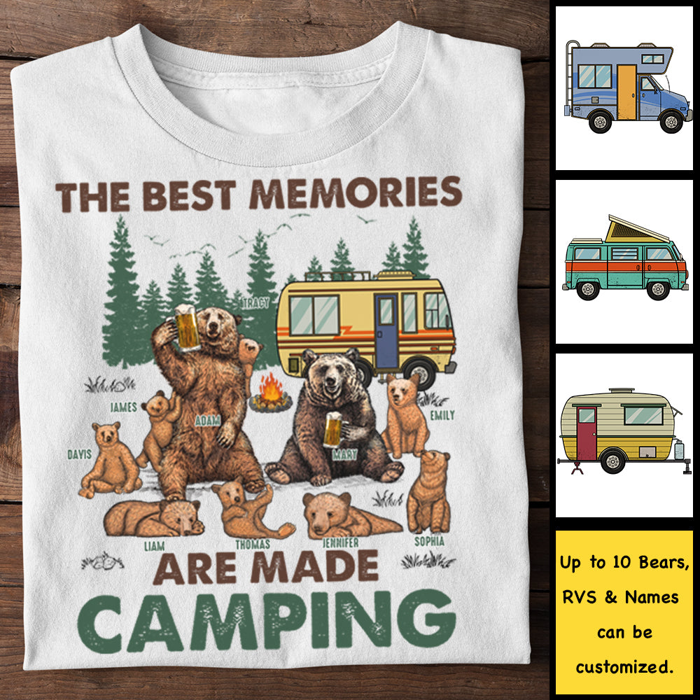 Les meilleurs souvenirs se créent en camping - T-shirt unisexe personnalisé, sweat à capuche - Cadeau pour les couples, cadeau pour les amateurs de camping