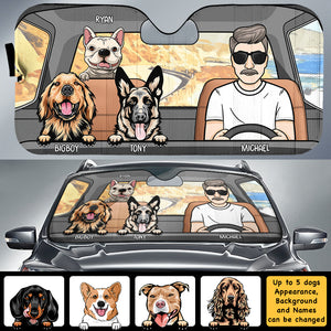 Road Trip avec chiens - Pare-soleil auto personnalisé - Cadeau pour les amoureux des animaux