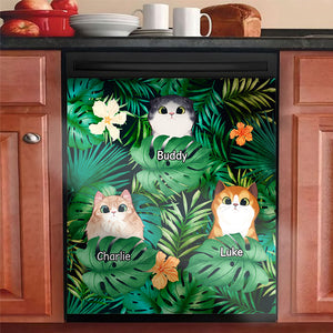 Cats In Tropical Garden - Personalized Dishwasher Cover.
