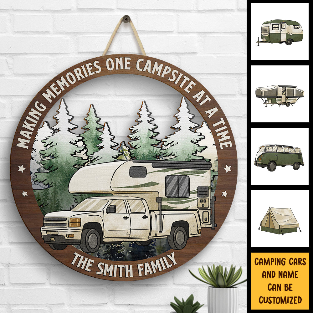 Welcome To Our Campsite, The Best Memories Are Made Camping - Personalized Door Sign.