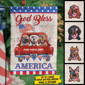 God Bless America - 4th Of July Decoration - Personalized Dog Flag.