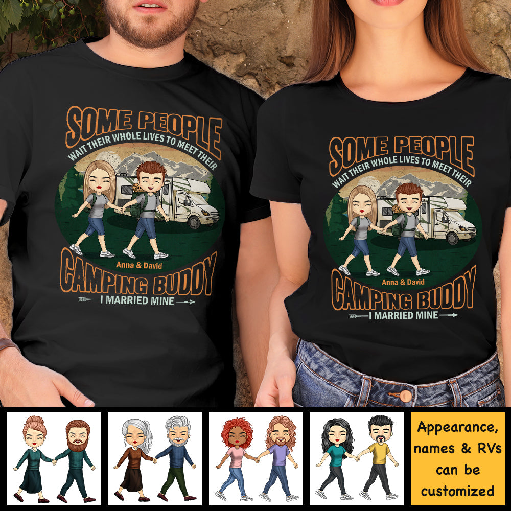 J'ai épousé mon compagnon de camping idéal - T-shirt unisexe personnalisé, sweat à capuche, sweat-shirt - Cadeau pour couple, mari, femme, anniversaire, fiançailles, mariage, mariage, cadeau de camping