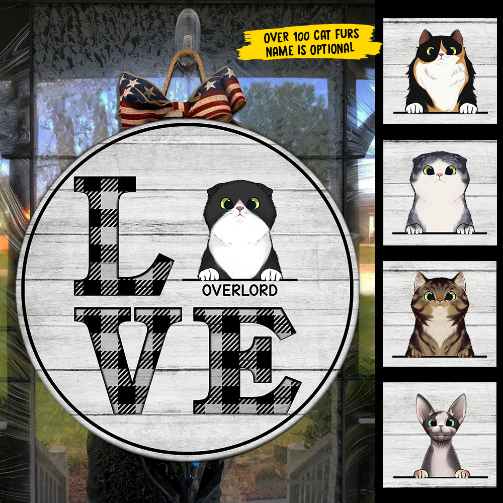 Love Cat - Funny Personalized Cat Door Sign.