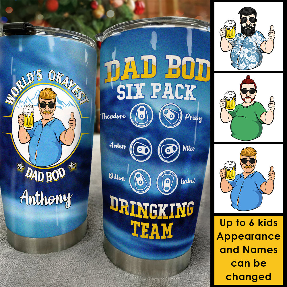 Pack de six verres « Dad Bod », équipe de buveurs - Cadeau pour papa - Verre personnalisé