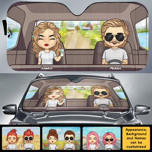 Couple au volant - Pare-soleil personnalisé pour voiture - Cadeau pour couple, mari et femme