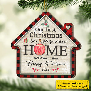 Notre premier Noël dans notre nouvelle maison - Cadeau pour couples, mari et femme, décoration de Noël en bois personnalisée en forme de maison