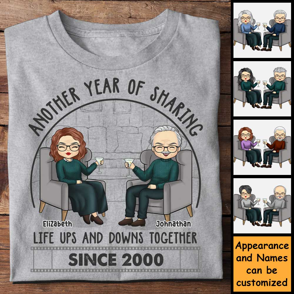 Another Year Sharing Life Together - Personalized Unisex T-shirt, Hoodie, Sweatshirt - Gift For Couple, Husband Wife, Anniversary, Engagement, Wedding, Marriage Gift