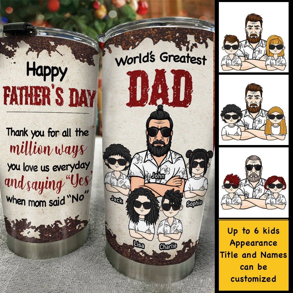 Merci pour tous les millions de façons - Gobelet personnalisé - Cadeau pour papa, cadeau pour la fête des pères