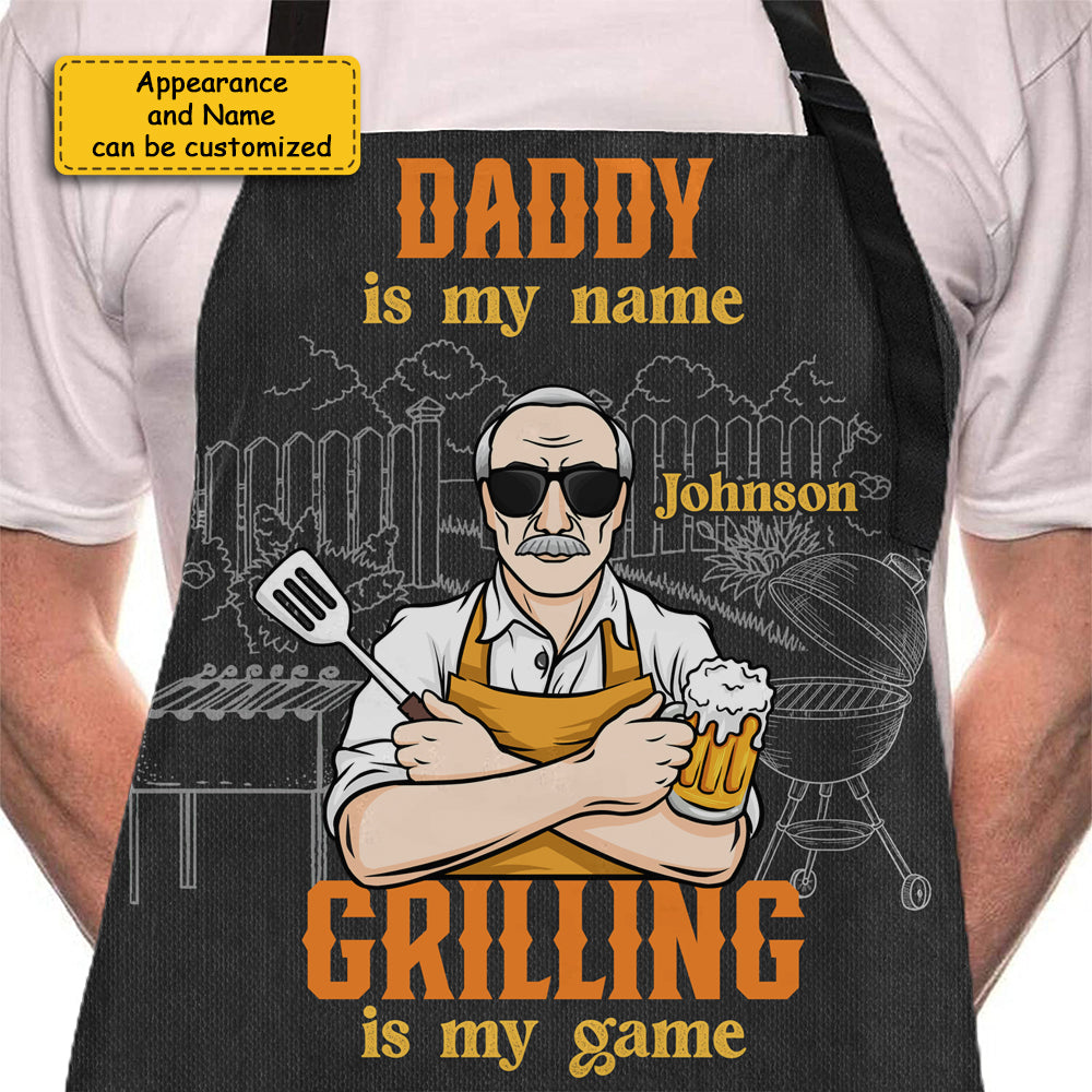 Papa est mon nom - Tablier personnalisé - Cadeau pour papa, grand-père