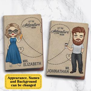Que l'aventure commence - Étui de passeport personnalisé, cadeau pour les couples, cadeau pour les amoureux du voyage