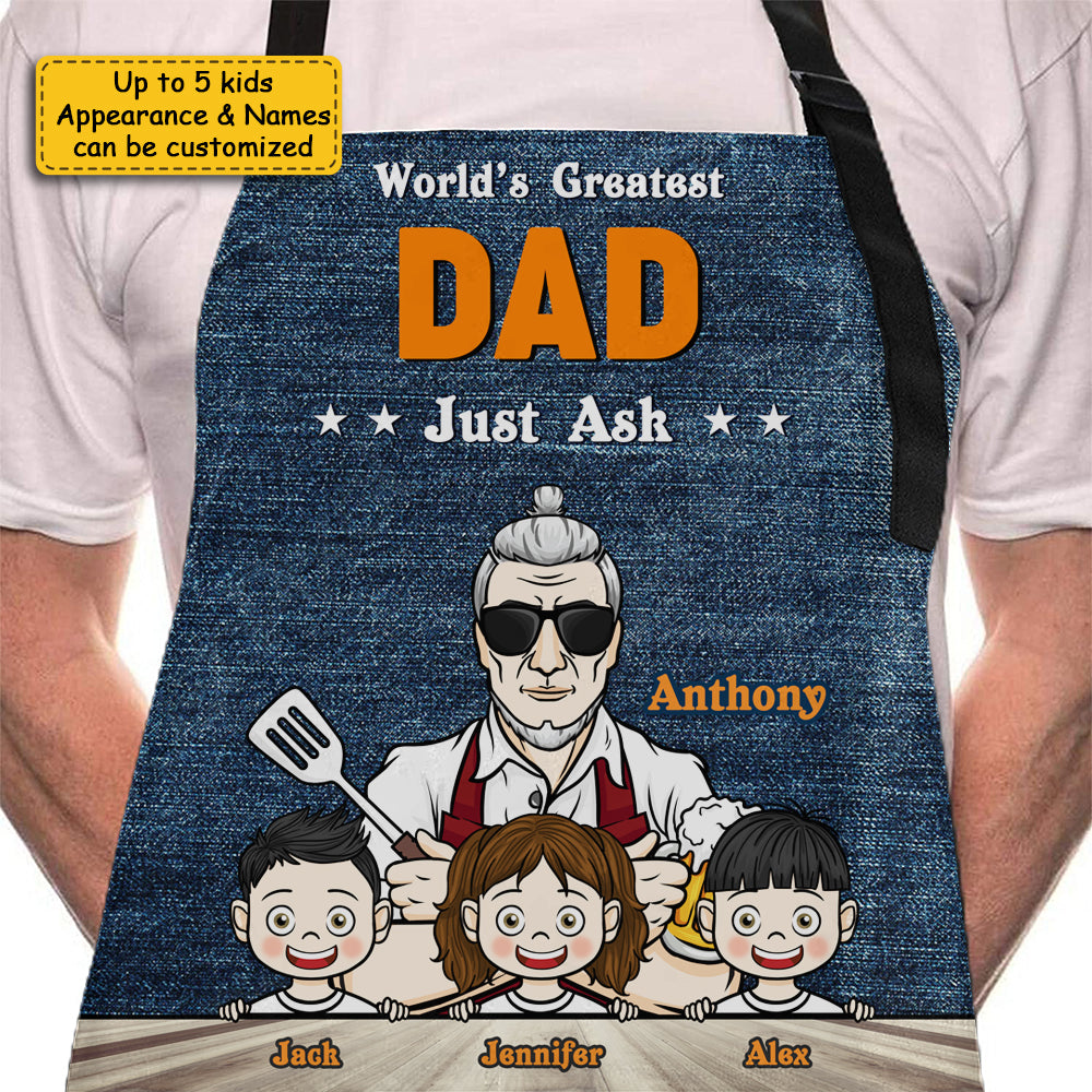 Le meilleur papa du monde - Tablier personnalisé - Cadeau pour papa, grand-père