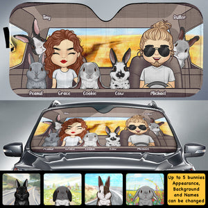 Voyage en famille avec un lapin - Pare-soleil de voiture personnalisé - Cadeau pour couple, mari et femme