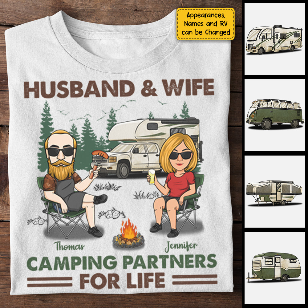 Partenaires de camping pour la vie - T-shirt et sweat à capuche unisexe personnalisé - Cadeau pour couples, cadeau pour les amoureux du camping