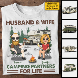 Partenaires de camping pour la vie - T-shirt et sweat à capuche unisexe personnalisé - Cadeau pour couples, cadeau pour les amoureux du camping