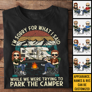 Désolé pour ce que j'ai dit - T-shirt unisexe personnalisé, sweat à capuche, sweat-shirt - Cadeau pour couple, mari femme, anniversaire, fiançailles, mariage, mariage, cadeau de camping