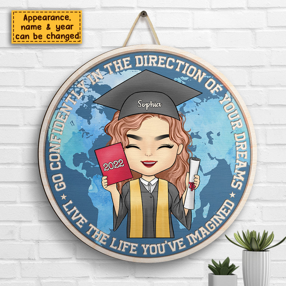 Vivez la vie que vous avez imaginée - Panneau en bois personnalisé - Cadeau de remise de diplôme