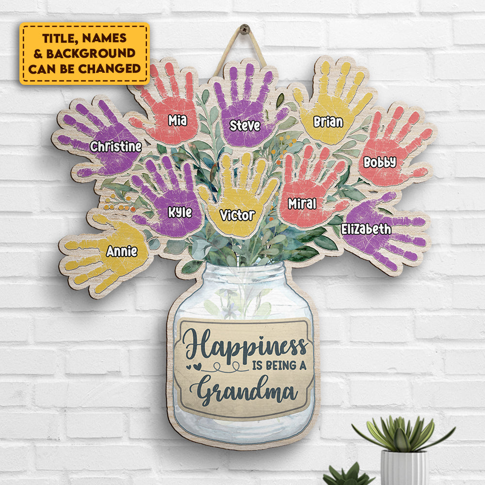 Le bonheur, c'est d'être grand-mère - Panneau en bois personnalisé - Cadeau pour grand-mère et grands-parents