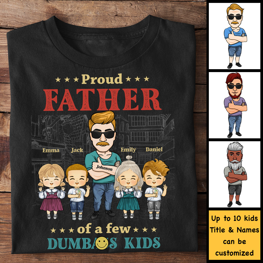 Fier père d'un enfant idiot - T-shirt et sweat à capuche unisexe personnalisé - Cadeau pour papa et grand-père