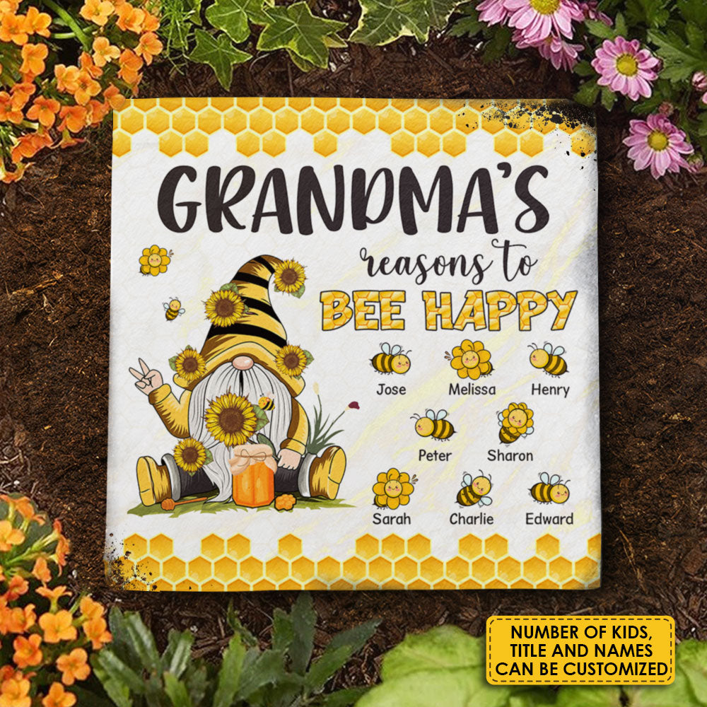 Raisons du bonheur de grand-mère - Pierre de jardin personnalisée - Cadeau pour grand-mère et grands-parents