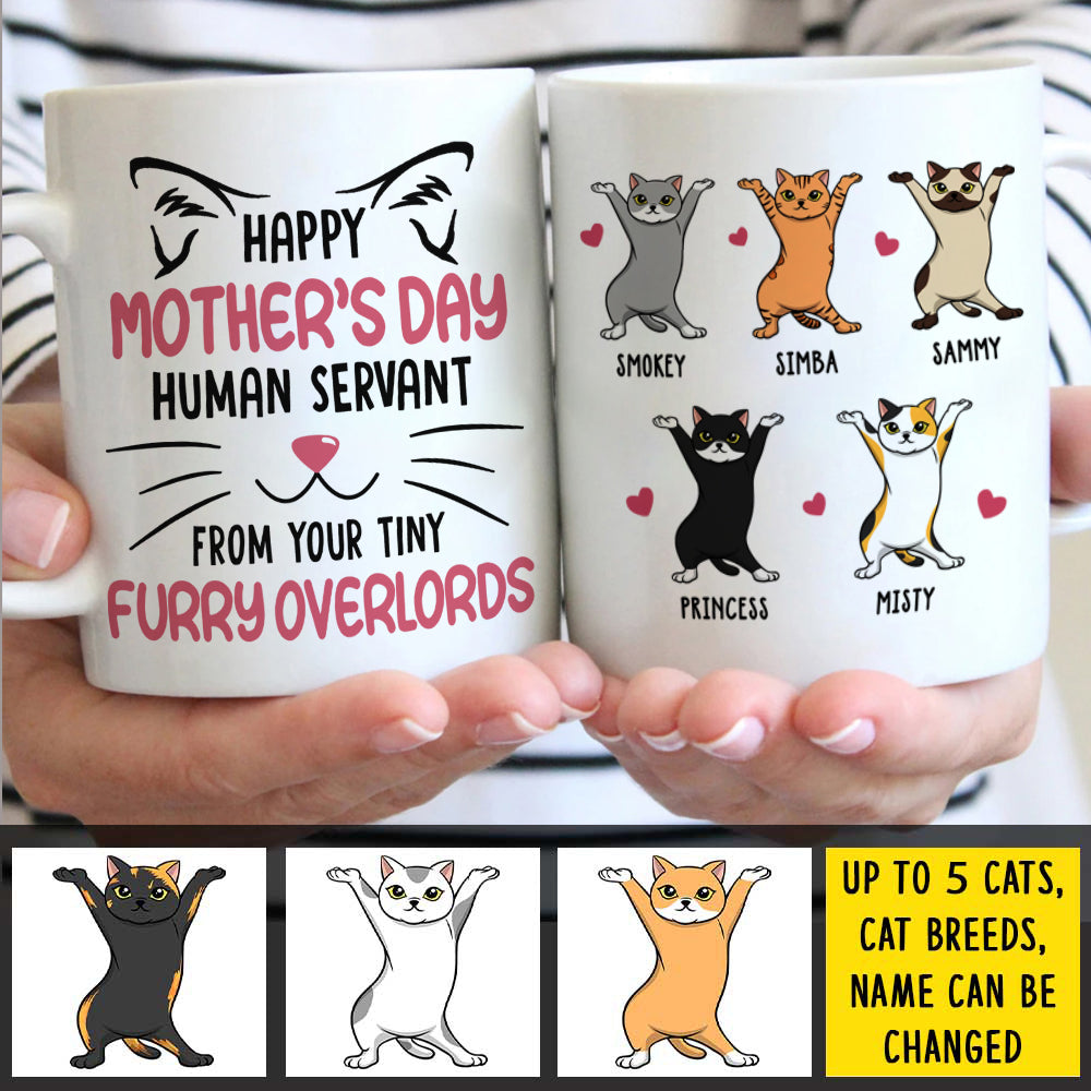 Happy Mother's Day Human Servant From Your Tiny Furry Overlord - Gift For Mother's Day - Personalized Mug.