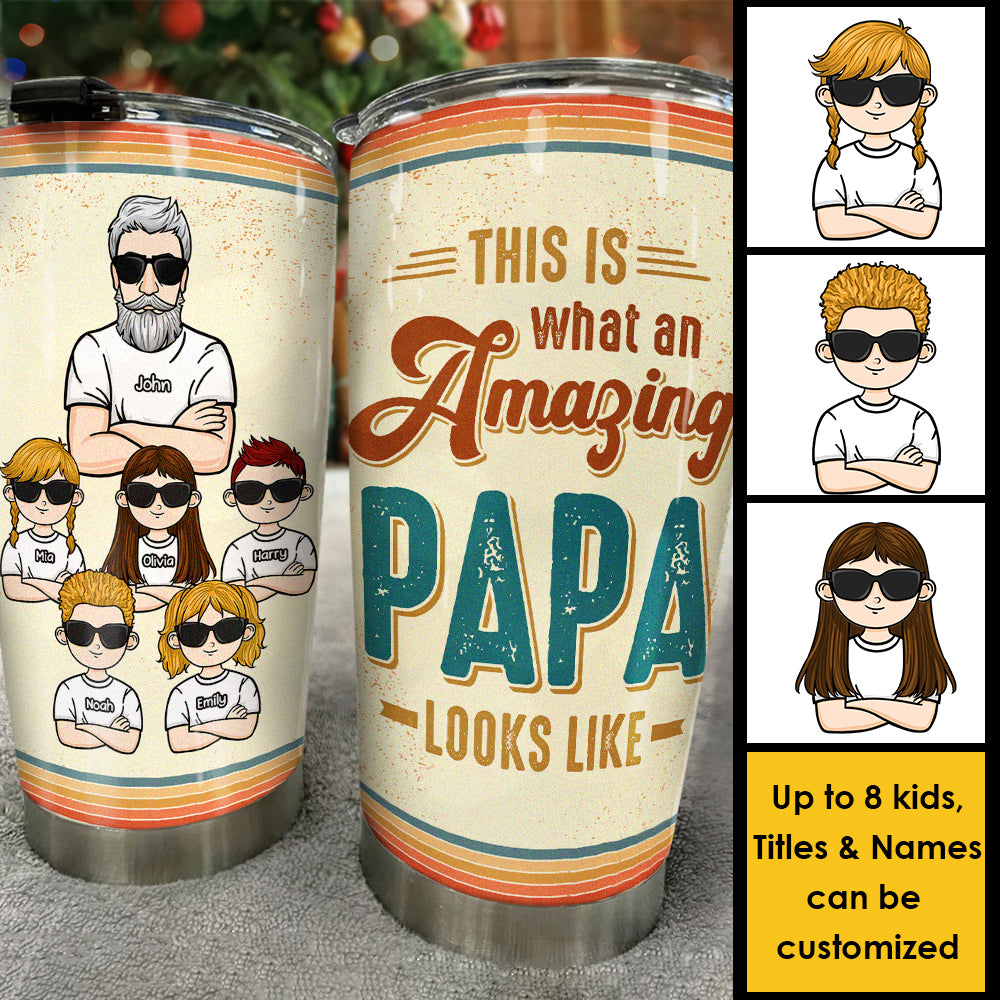 À quoi ressemble un papa incroyable ? - Gobelet personnalisé - Cadeau pour papa, cadeau pour grand-père