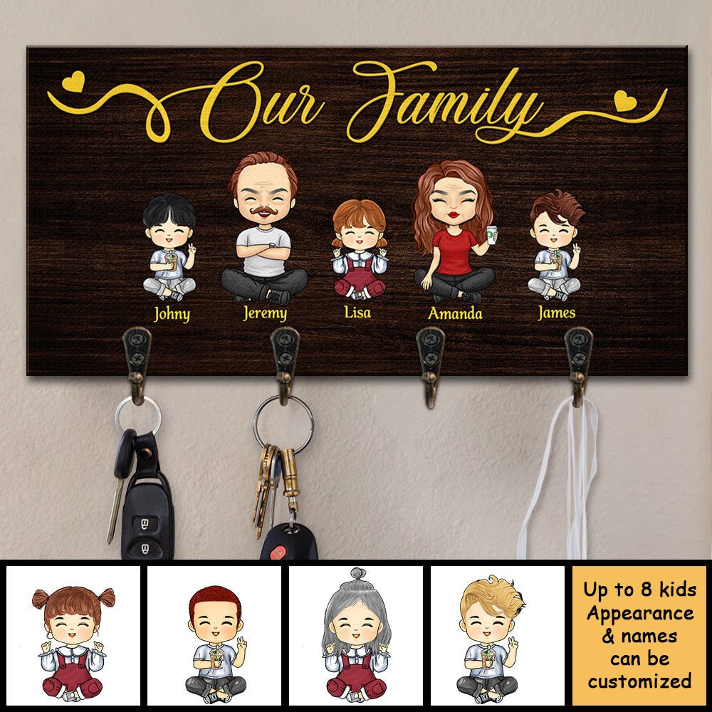 This Is Our Cheerful Family - Personalized Key Hanger, Key Holder - Gift For Couples, Husband Wife