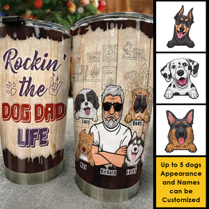 Rockin' The Dog Dad Life - Gobelet personnalisé - Cadeau pour papa, cadeau pour les amoureux des animaux
