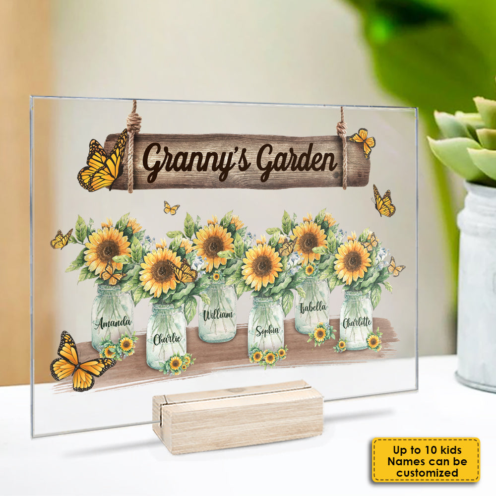 Jardin de grand-mère - Cadeau pour maman, grand-mère - Plaque acrylique personnalisée
