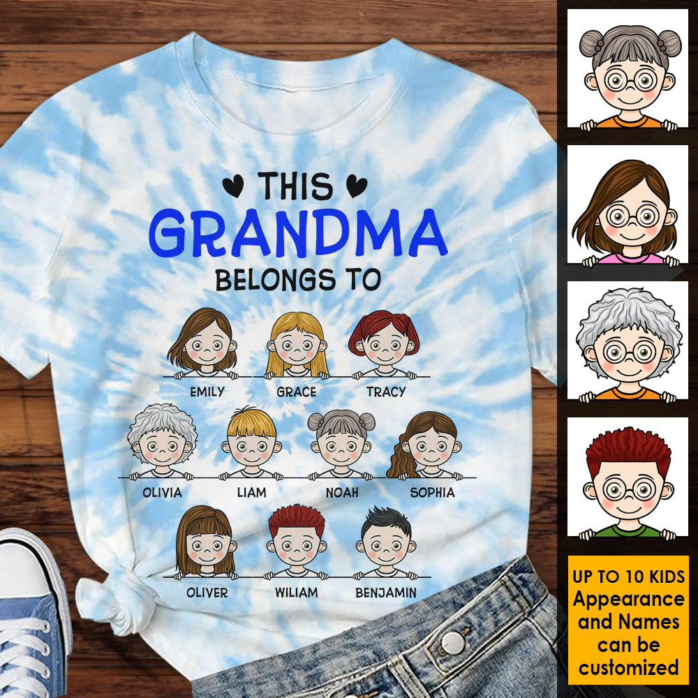 Cette grand-mère cool appartient à ses petits-enfants - Cadeau pour grand-mère, T-shirt unisexe personnalisé imprimé sur toute la surface